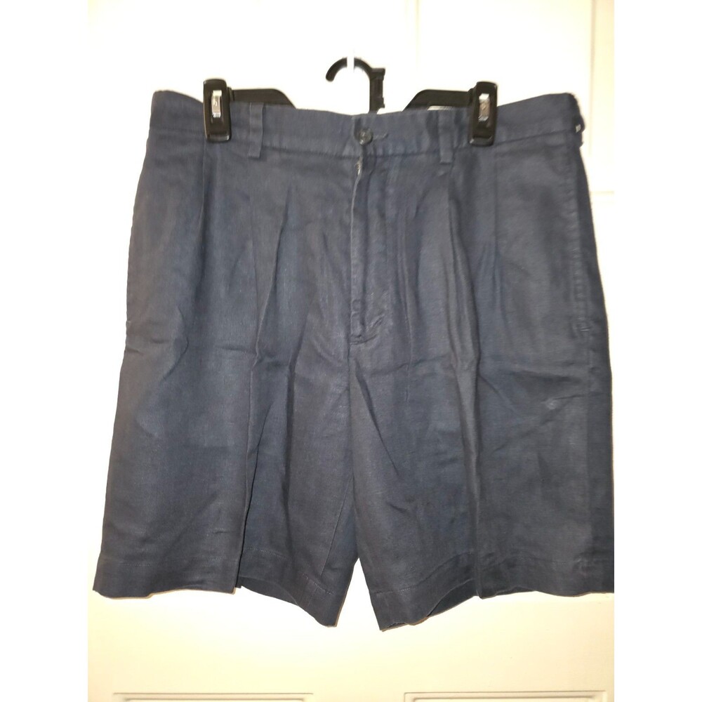 Brooks Brothers Shorts 346  Pleated Linen Mens 34 Blue